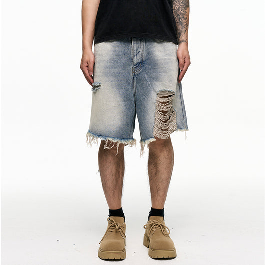 Shorts Vaqueros Holgados Estilo Retro Desgastado