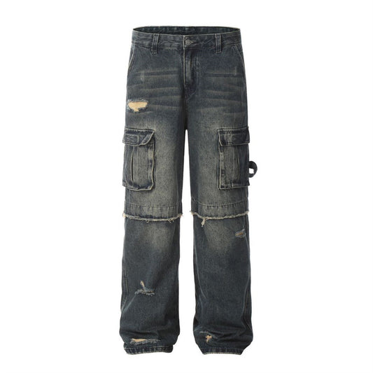 Pantalones Cargo Rotos Estilo Punk para Hombre