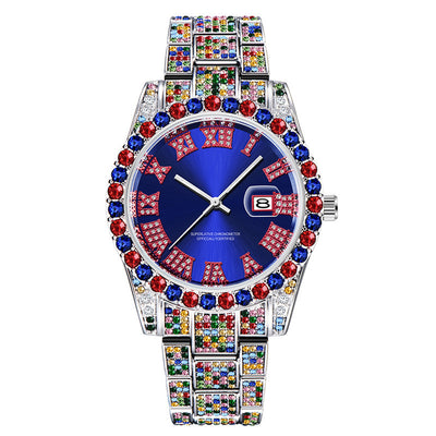 Reloj Hip Hop para Hombre con Diamantes de Colores y Fecha - Image 11