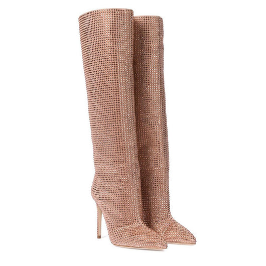 Botas Altas de Tacón Stiletto con Strass y Punta Fina en Cachemira - Image 7