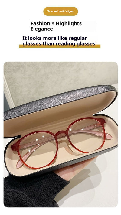 Black round frame reading glasses with blue light blocking lenses for high-definition eye protection. - Image 9