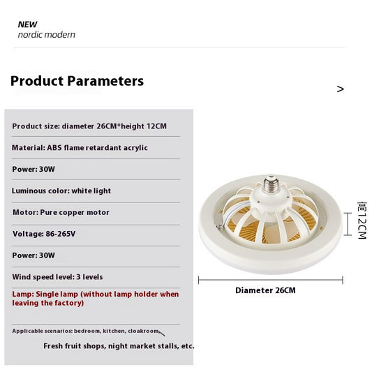 Ventilador LED Inteligente con Control Remoto y Luz Ajustable E27 - Image 2