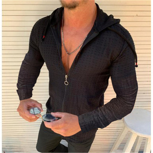 Cardigan Hoodie con Cierre de Cremallera para Hombre - Camisa Casual Versátil - Image 10