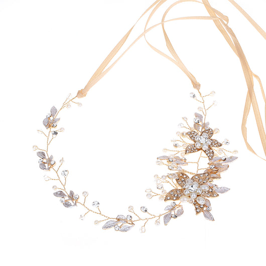 Diadema Artesanal de Strass Dorado y Plateado - Image 4