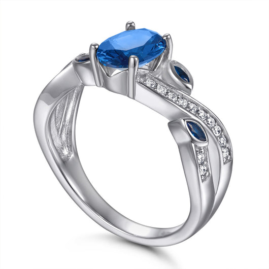 Anillo de Diamante Simulado en Zafiro para Mujer - Image 10