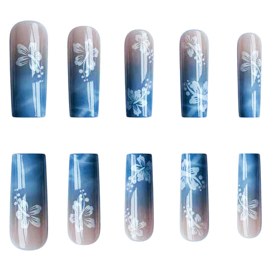 Stickers de Uñas Degradado Azul Marino Rectangular - Image 4