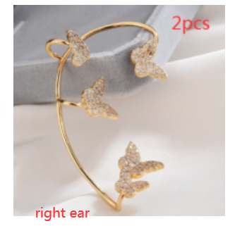 Aretes Mariposa Dorados sin Perforación con Circonitas Brillantes - Image 36