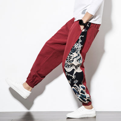 Pantalones de Lino y Algodón con Bordado de Dragón Chino - Image 9