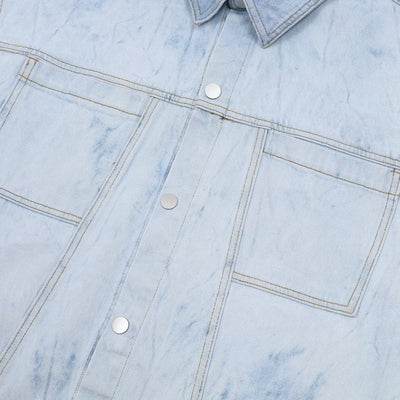 Conjunto de Camisa y Shorts Denim Retro Desgastado para Verano - Image 16