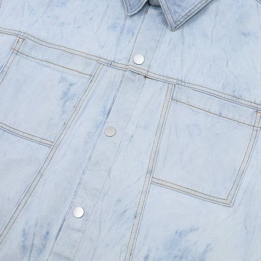 Conjunto de Camisa y Shorts Denim Retro Desgastado para Verano - Image 16