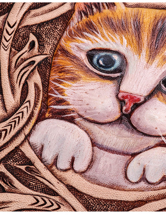 Bolso de Mano para Gatos en Cuero Genuino Grabado Artesanal - Image 8