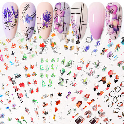 Calcomanías de Arte para Uñas con Diseños de Hojas y Caracteres - Image 2