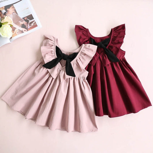 Vestido de Encaje con Moño Volados