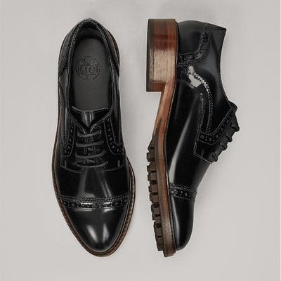Zapatos Brogue Vintage de Tacón Medio con Plataforma y Detalles Grabados - Image 3