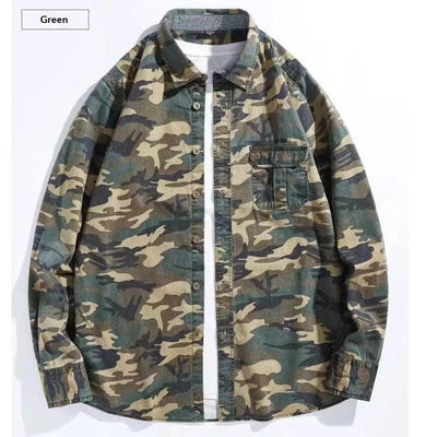 Chaqueta Casual Camuflaje Hombre - Camisa Suelta Retro Manga Larga - Image 10