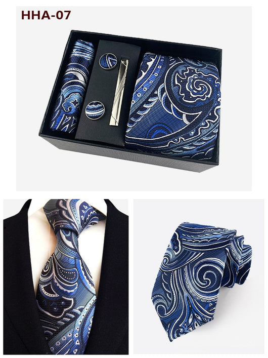 Set de Corbata Paisley con Clip y Caja de Regalo - Corbata Negra Elegante para Negocios - Image 26