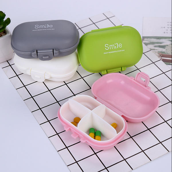 Pastillero Portátil Macaron 4 Compartimentos - Organizador de Medicinas Compacto