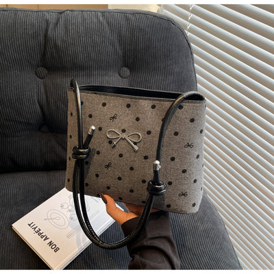 Bolsa Crossbody de Lona con Lunares y Moño Fashion - Image 19
