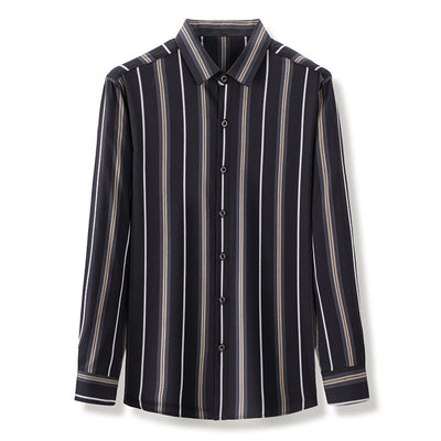 Camisa Casual de Rayas Negras Manga Larga para Hombre - Image 5