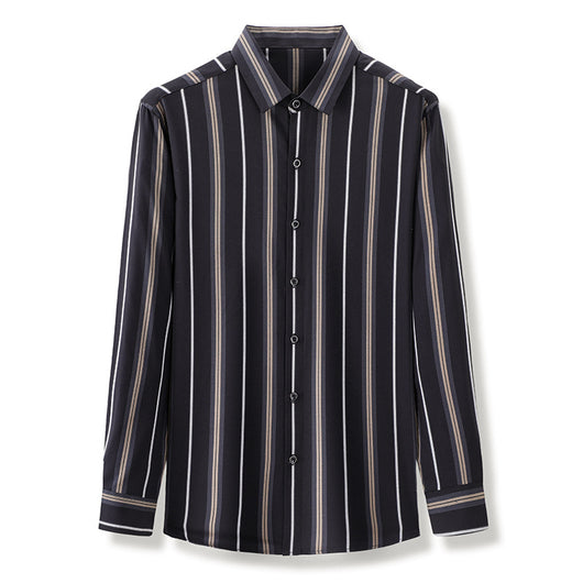 Camisa Casual de Rayas Negras Manga Larga para Hombre - Image 5