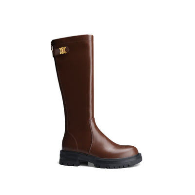 Botas Altas Knight con Hebilla Dorada, Suela Gruesa y Tacón Reforzado - Image 2