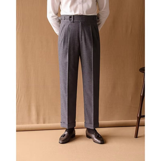 Pantalones de Invierno Rectos Cintura Alta para Hombre con Hebillas Parisinas - Image 4