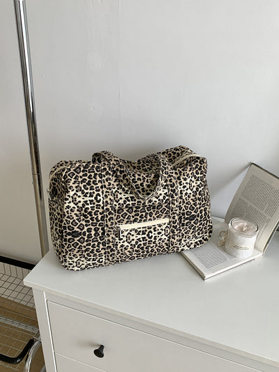 Bolsa de Hombro Estampado Leopardo en Lona para Mujer - Image 8