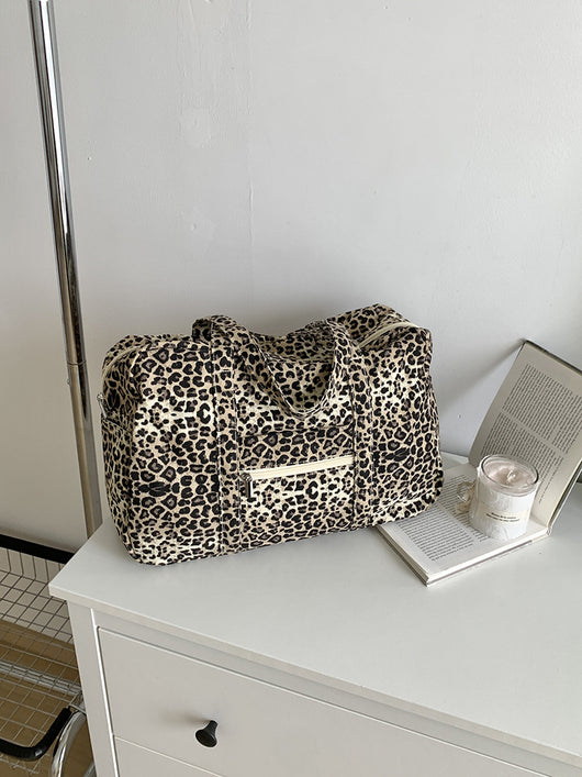 Bolsa de Hombro Estampado Leopardo en Lona para Mujer - Image 8