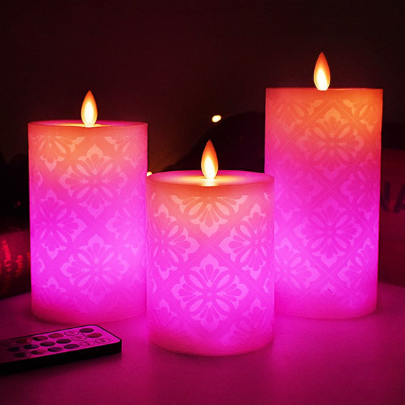 Vela LED Decorativa con Control Remoto y Patrón Hueco de 18 Funciones