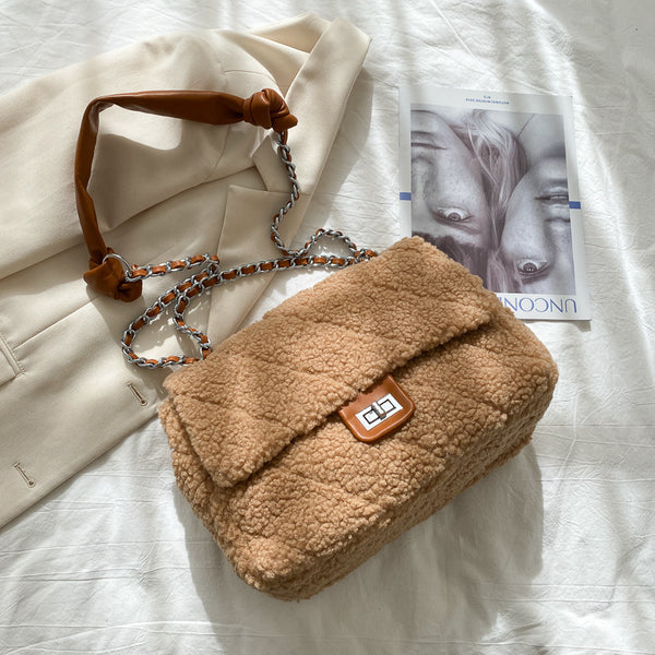 Bolso Mensajero Mujer Lana de Cordero Gran Capacidad