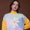 Suéter Holgado de Invierno para Niñas con Estampado Floral Suave