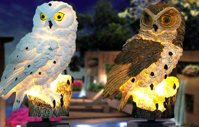 Lámpara Solar de Búho para Jardín - Luz LED Decorativa Impermeable Navideña