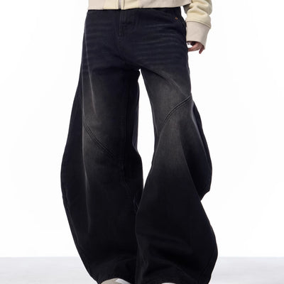 Pantalones Vaqueros Retro Negros Rectos Oversize para Mujer