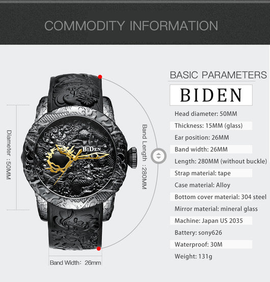 Reloj de Moda Creativa con Dragón para Hombre - Image 3