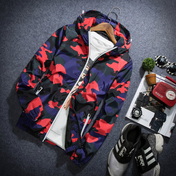 Chaqueta Camuflada Ligera con Capucha - Estilo Coreano Juvenil