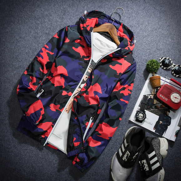 Chaqueta Camuflada Ligera con Capucha - Estilo Coreano Juvenil