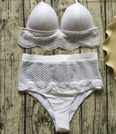 Bikini Traje de Baño de Punto en Color Sólido - Image 11
