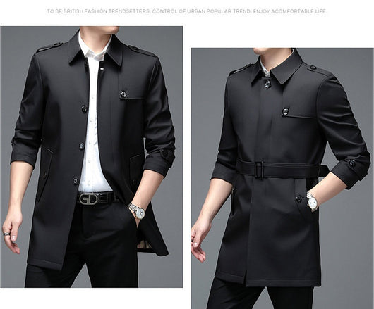 Abrigo Tipo Gabardina Casual Largo para Hombre - Image 26