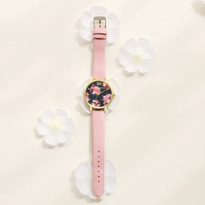 Reloj de Pulsera Lvpai para Mujer en Oro Rosa con Diseño Floral y Correa de Cuero - Image 11