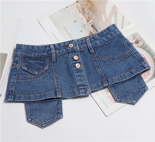 Faja Denim Versátil con Detalles Decorativos para Mujer - Image 5