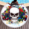Toalla de Playa Redonda con Estampado Calavera y Borla