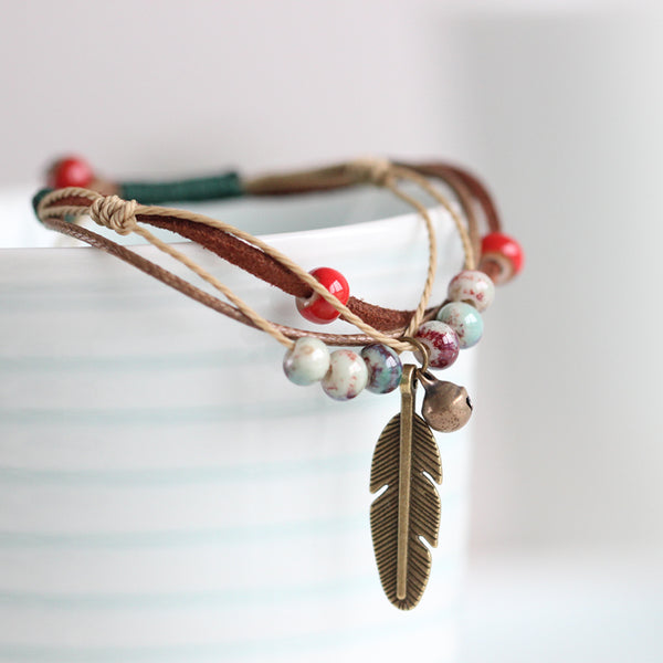 Pulsera de cerámica tejida artesanal