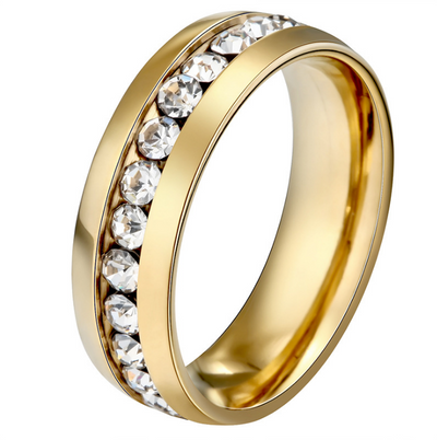 Anillos de Cristal Dorados para Mujer en Acero Inoxidable