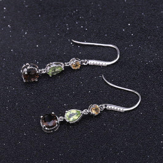 Aretes de Piedras Preciosas Naturales Elegantes en Plata S925 - Image 4