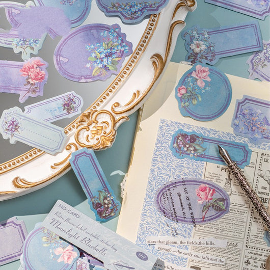 60-piece retro floral writable sticker package with 20 unique vintage garden label designs in various shapes and colors. - Image 12