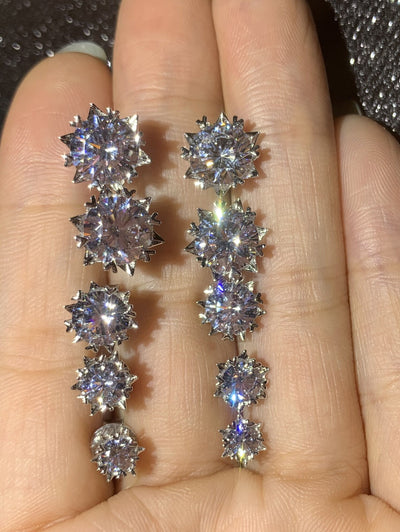 Aretes de Diamante Moissanita Platino Importados Diseño Copo de Nieve - Image 5