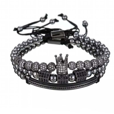 Pulsera Trenzada de Goma con Diamantes Poligonales Curvos - Image 10
