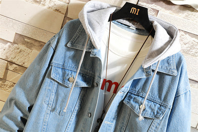 Chaqueta Denim Suelta con Capucha para Hombre - Image 8