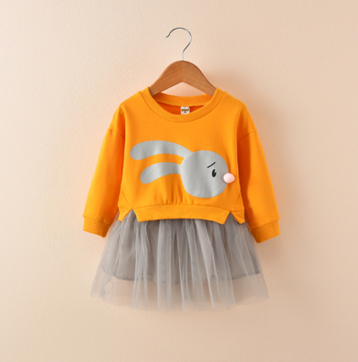 Vestido Princesa Manga Larga para Bebé Niña con Encaje y Diseño Cartoon - Image 3