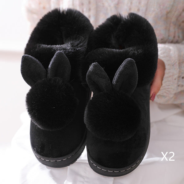 Pantuflas Cálidas de Conejo y Gato Felpa - Zapatillas de Casa Algodón Grueso Invierno - Image 8